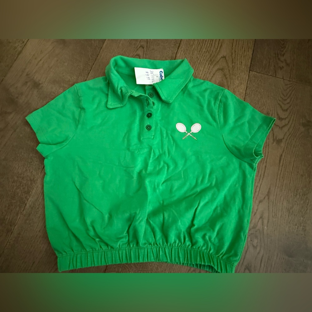 NWTs Jolie and Joy Green Polo Shirt with Tennis Racket Size M